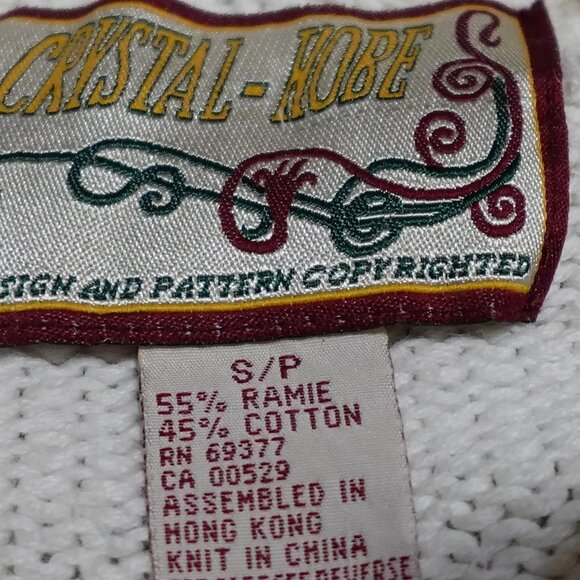 Vintage Crystal Kobe Ugly Christmas Sweater Women's Small Ivory Embroidered - Picture 3 of 9